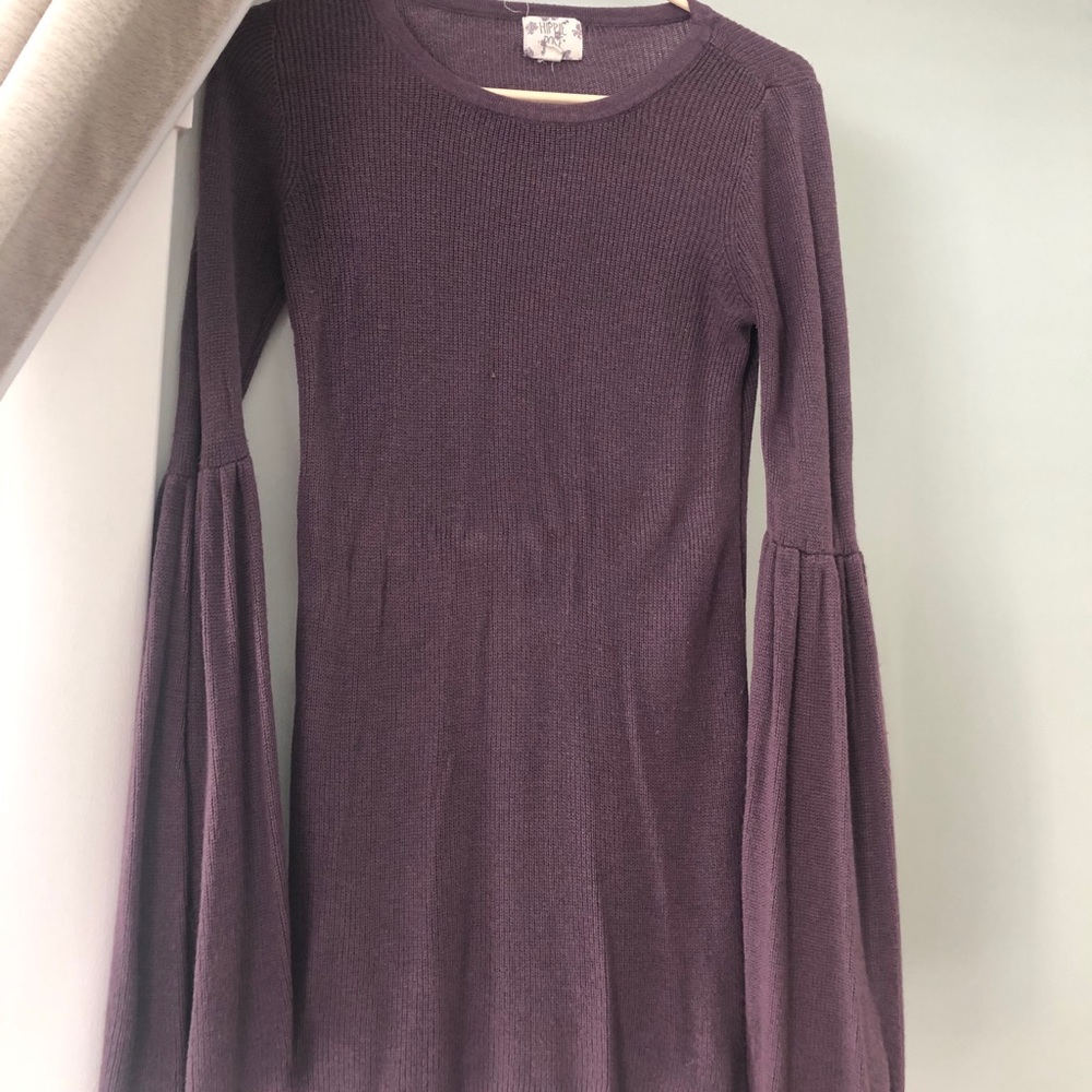 Hippie Rose Purple Bell Sleeve Sweater